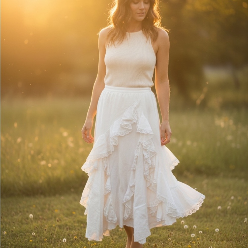 Ralph Lauren Black Label Asymmetrical White Skirt